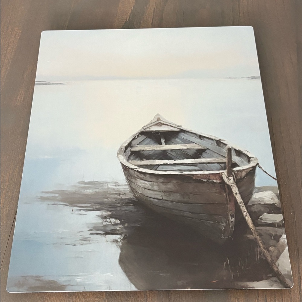 Tranquil Boat on Water Metal Wall Art